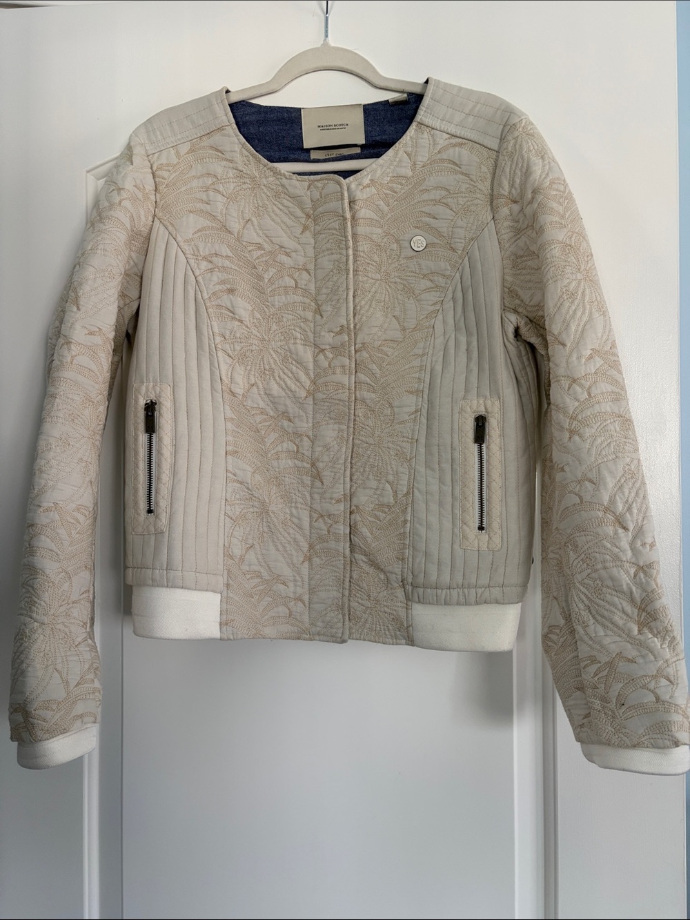 Maison Scotch women’s embroidered bomber jacket, size 3